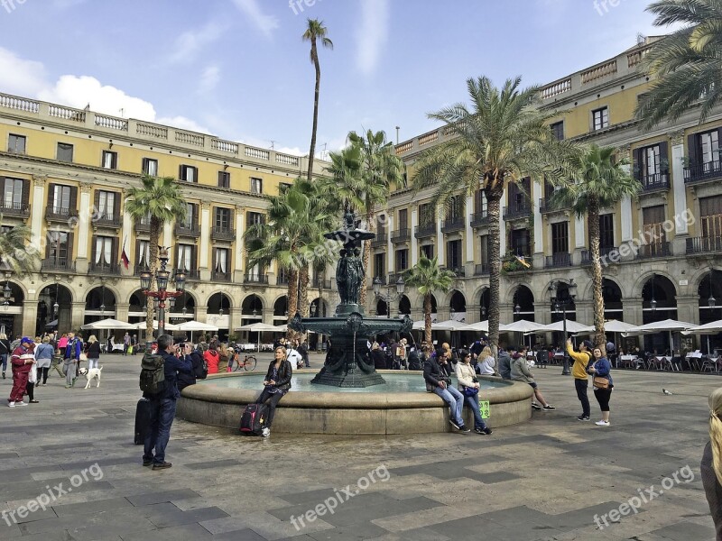 Barcelona Placa Spring Fountain Free Photos