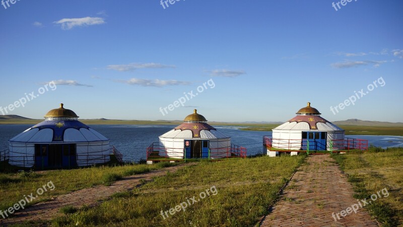 Yurts Lake Prairie Free Photos