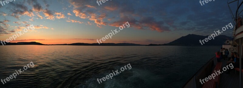 Lake Lucerne Region Afterglow Sunset Summer Sun