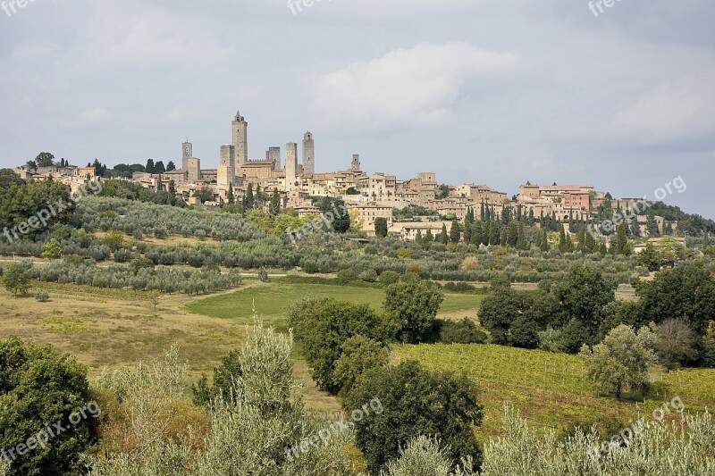 Landscape Tuscany Tourism Saint Gimignano Italy