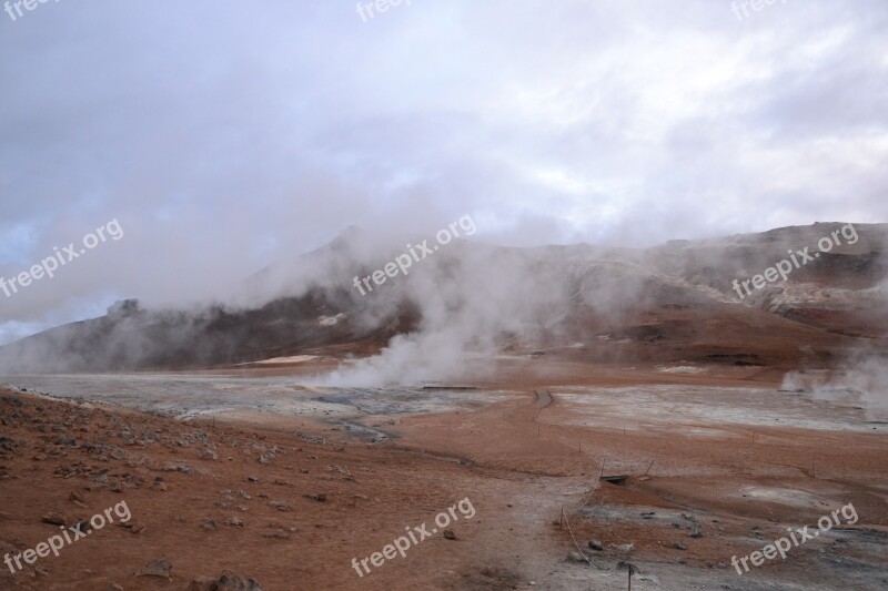 Hot Springs Landscape Iceland Nature Couple