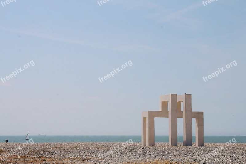 Art Sculpture Artwork Beach Horizon