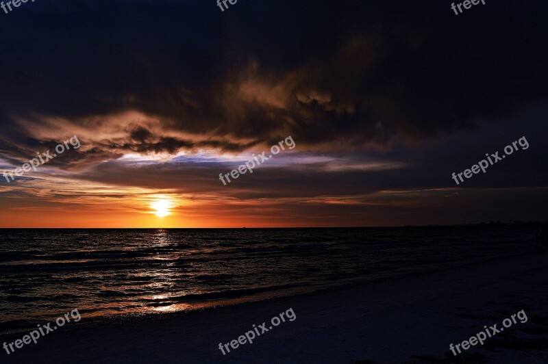 Sunset Ocean Gulf Of Mexico Water Nature