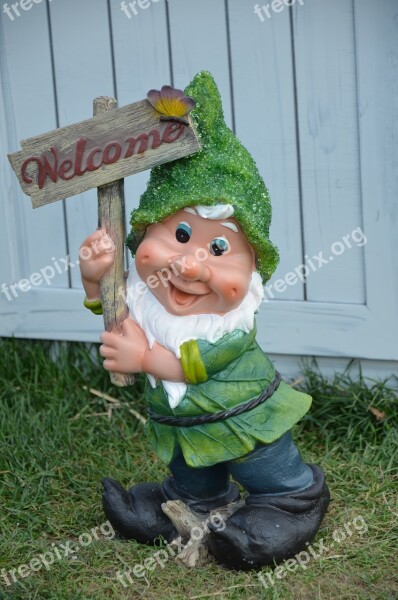 Dwarf Welcome Sign Smiling Dwarf Gnome Free Photos