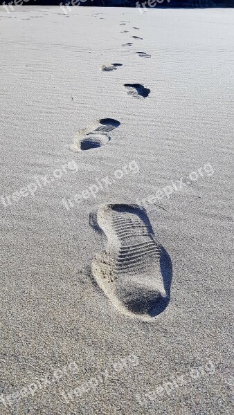 Beach Footprint Sand Following In The Footsteps Trail