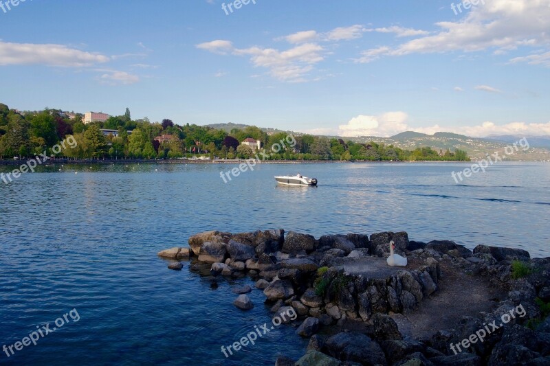 Switzerland Lake Leman Boat Train