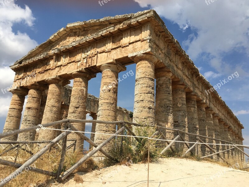 Temple Segesta Sicily Columns Pediment