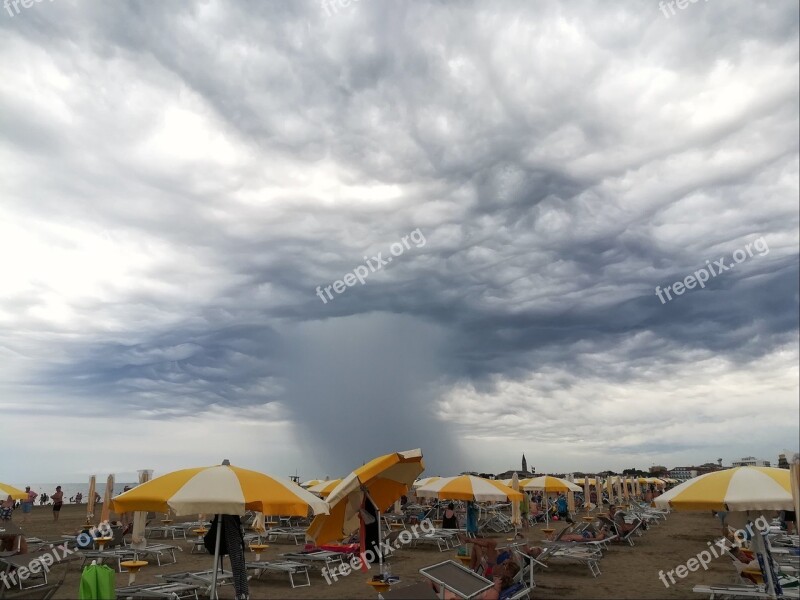 Sea Storm Clouds Wind Rain