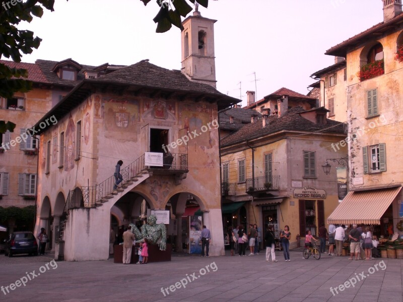 Italy Lake Orta Evening Landscape