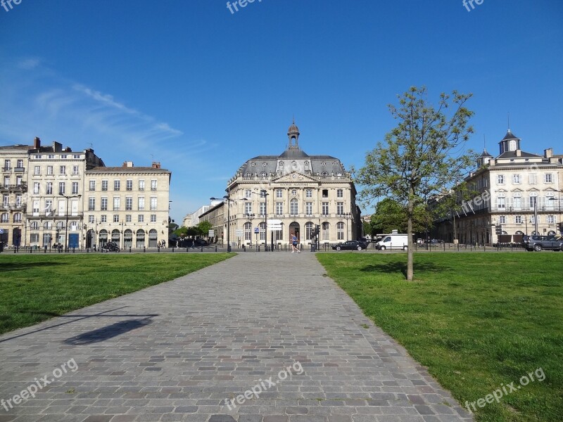 Bordeaux Blue Sky Lawn France Architecture