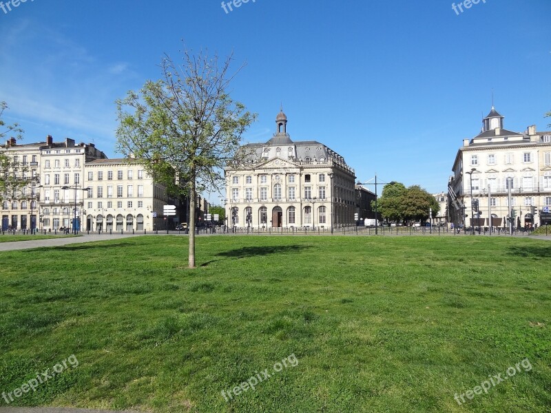 Bordeaux Lawn Blue Sky Trees France