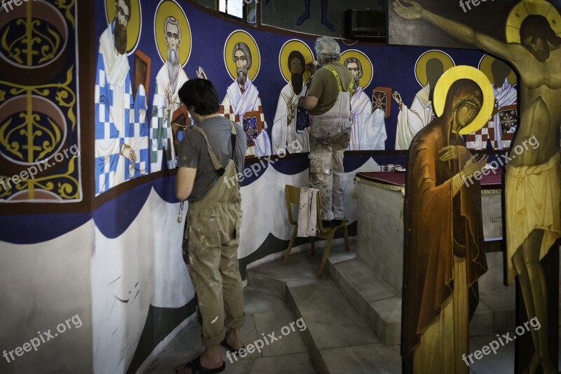 Belgrade Serbia St Sava Chapel Icon Painting Artists