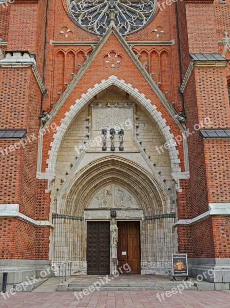 Main Portal Uppsala Cathedral Brick Gothic Rosette Architecture