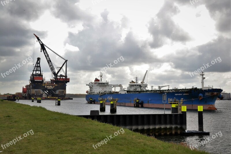 Ship Oil Rig Rotterdam Free Photos