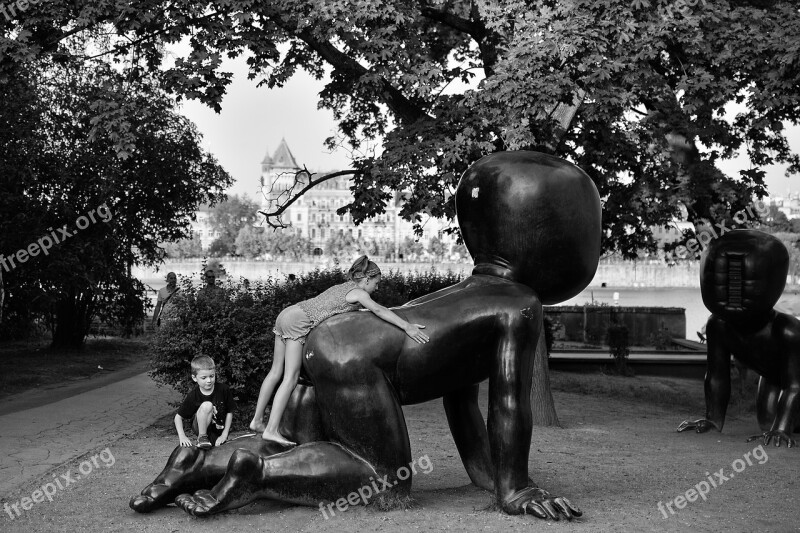 Children Statue Bw Free Photos