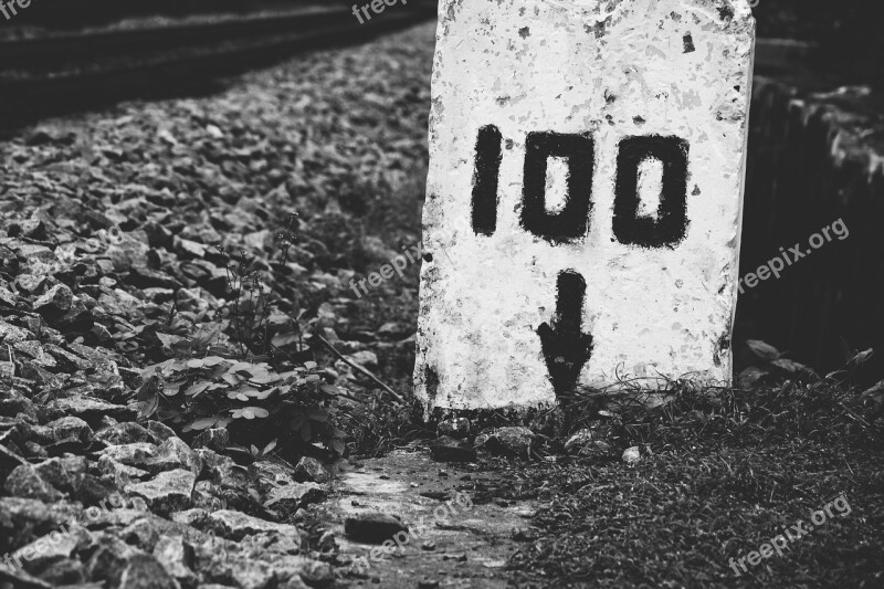 Milestone 100 Rail Railway Tracks