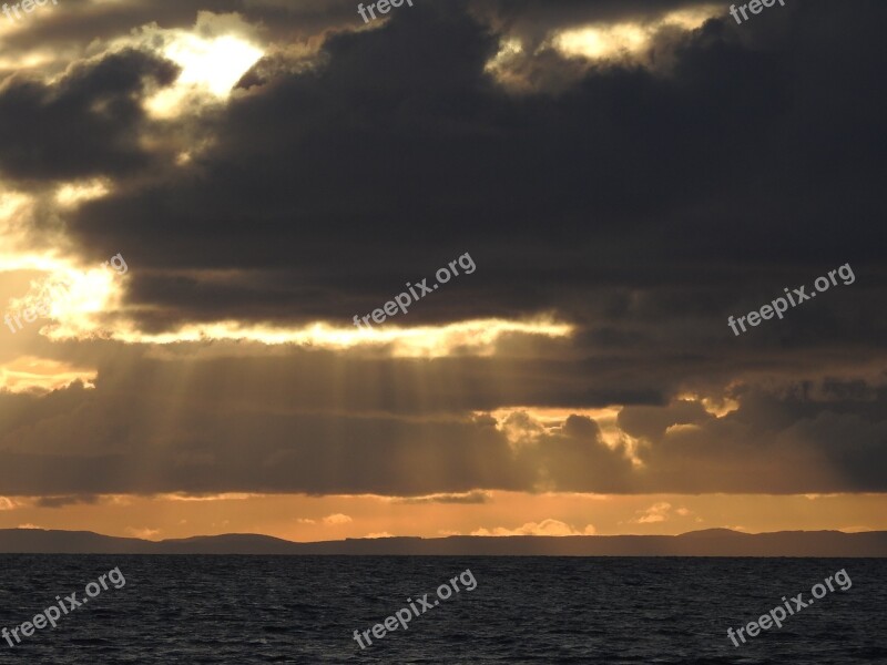 Atardecer Rayos Tierra Plana Sol Mar