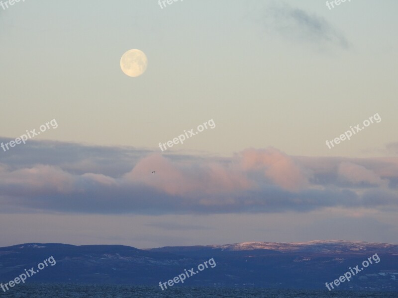 Moon Luna Montañas Night Sky