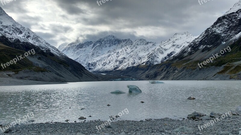 Hooker Glacier Glacier New Zealand Mountain