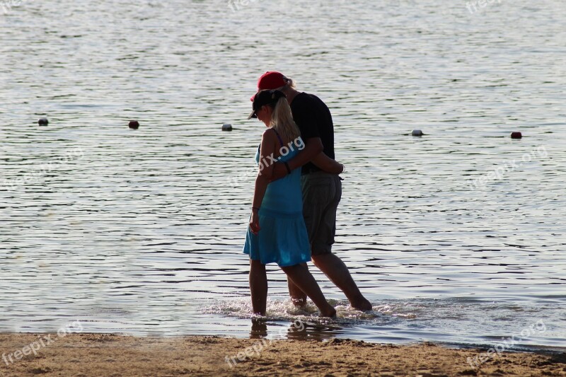 Lake Walk Love Pair Romantic