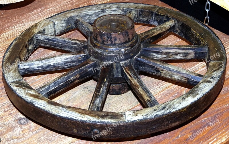 Wheel Car Wooden Spokes Old