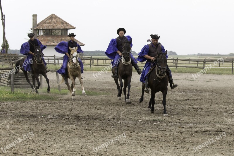 Puszta Horse Farm Hungary Galloping Horseman Free Photos