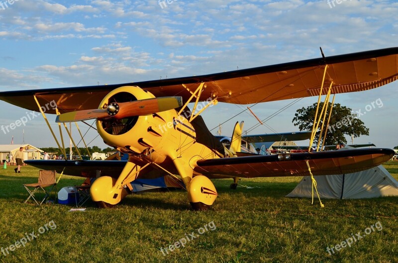 Biplane Aviation Plane Aircraft Propeller