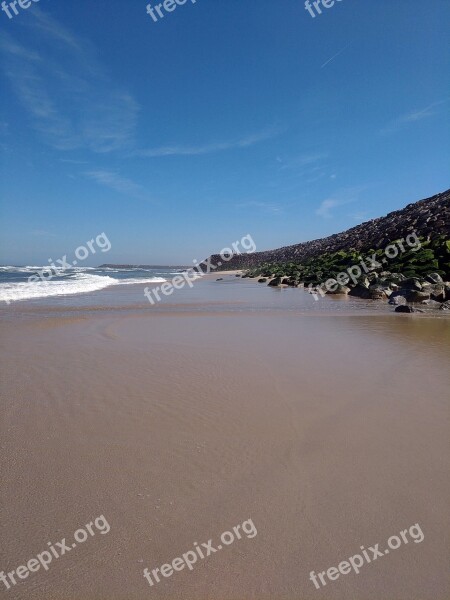 Beach Rocks Portugal Ocean Salt Water