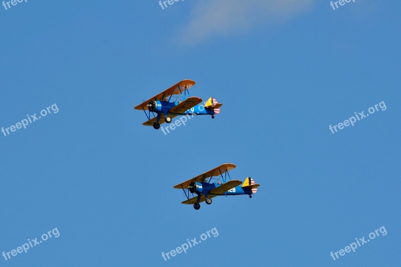 Airshow Biplane Stearman Aviation Aircraft