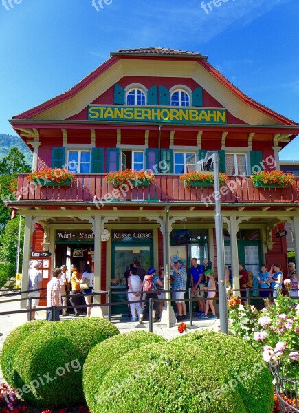 Mountain Railway Stanserhorn Nidwalden Switzerland Bottom Station