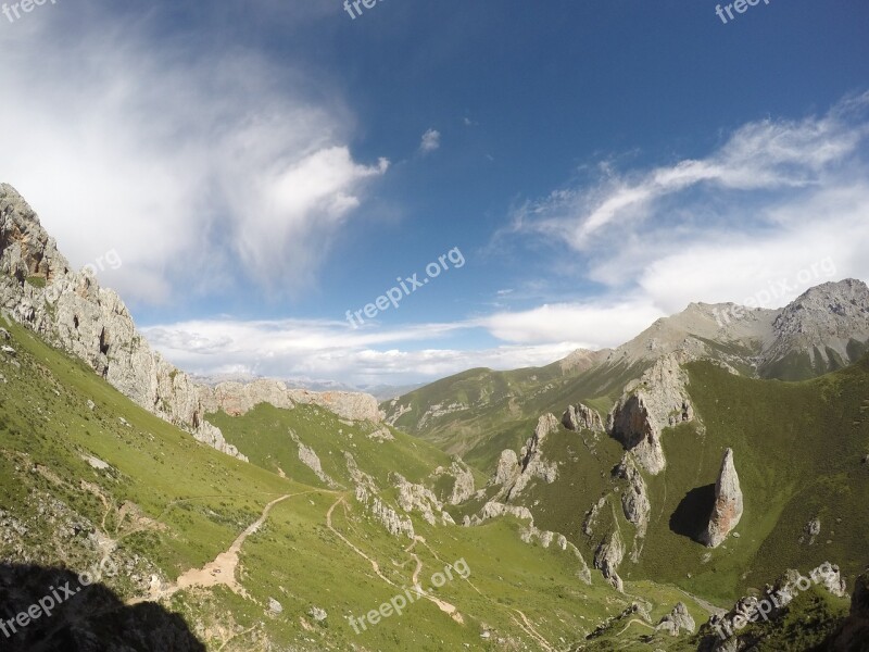 Qinghai Mountain Blue White-a Surname Free Photos