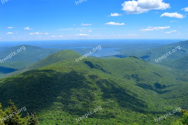 Mountainside Clouds View Trees Pine