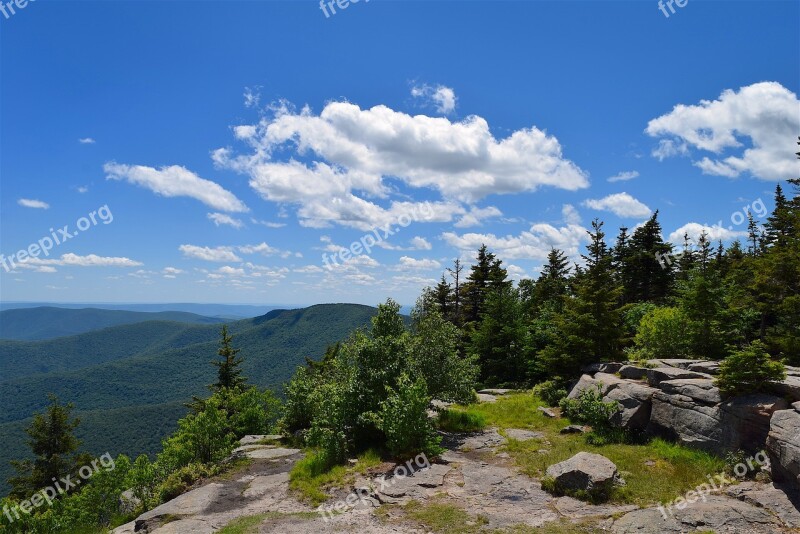 Mountainside Clouds View Trees Pine