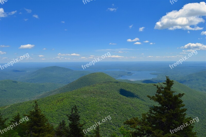 Mountainside Clouds View Trees Pine