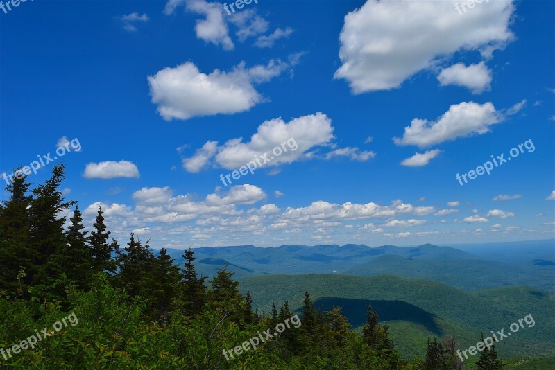 Mountainside Clouds View Trees Pine