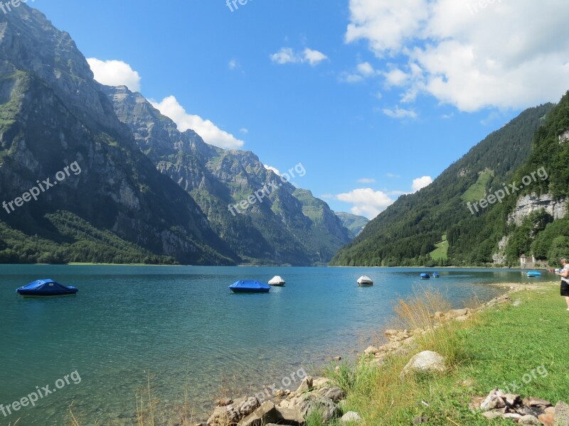 Mountain Lake Lake Klöntal Lake Trip Point Free Photos