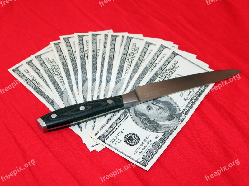 Knife Money Dollars Cash Crime