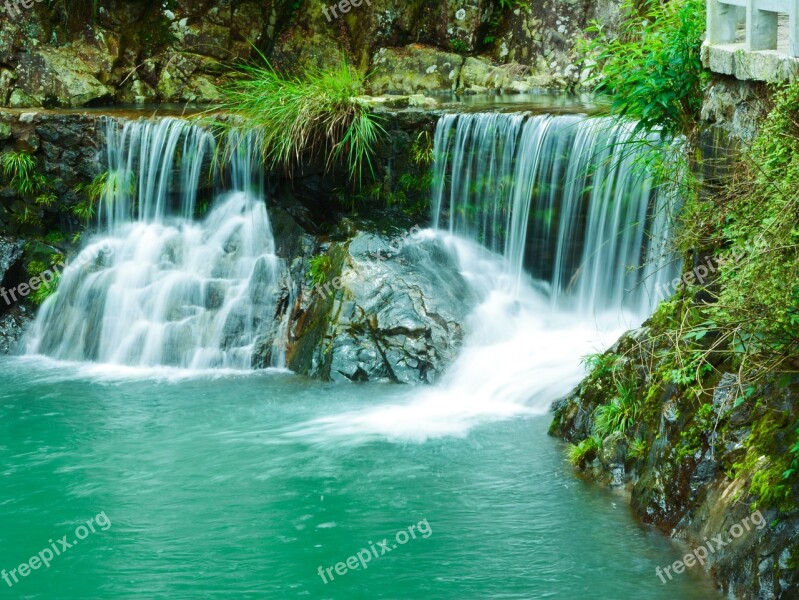 Falls Zhai Liao Creek Falls Running Water Brooks Free Photos