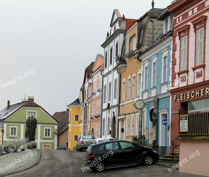 Houses Row Of Houses Colorful Wintry Weitra