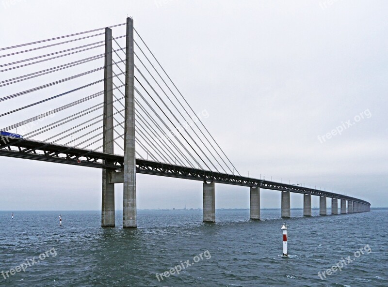 Oresund Bridge East Side Cable-stayed Bridge Pylons Ramp