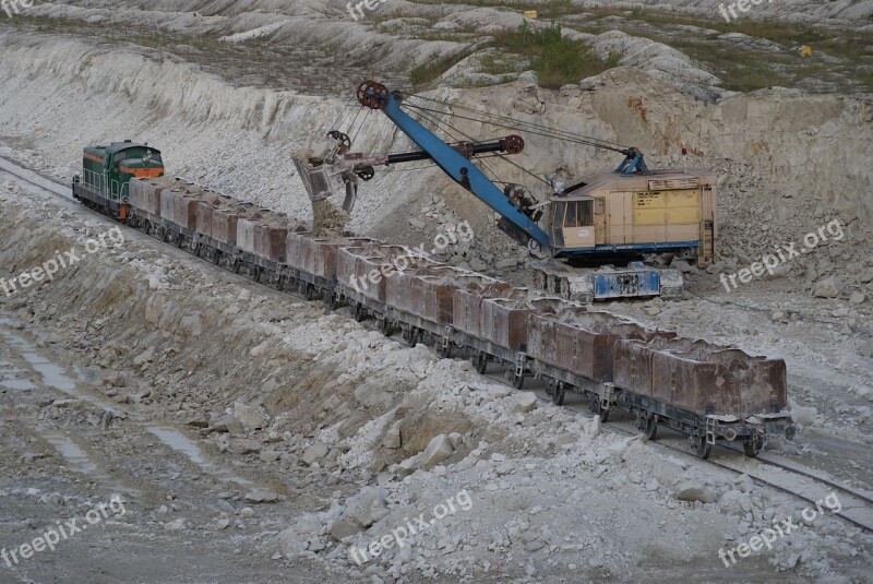 Mine Chalk Excavator Train Loading Chalk