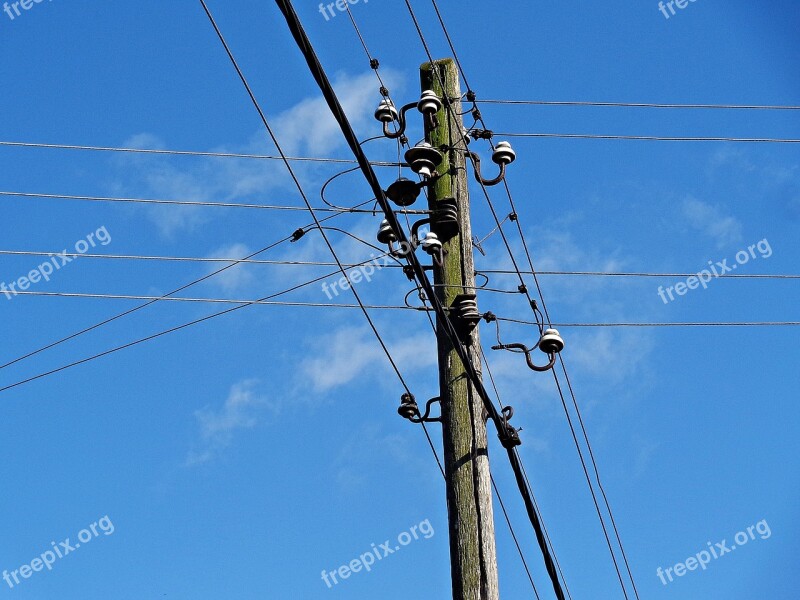 Pole Current Energy Network Wires Electric Line