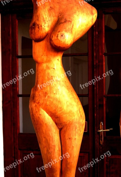 Woman Torso Statue Wood Free Photos