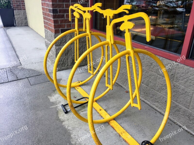 Bike Rack Bicycle Security Yellow Metal