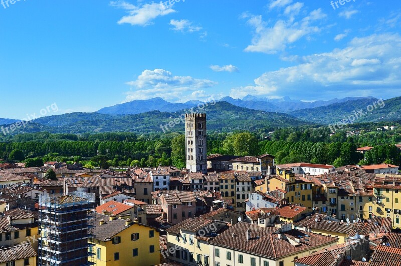 Italy Lucca Historic Center Roofs Landscape