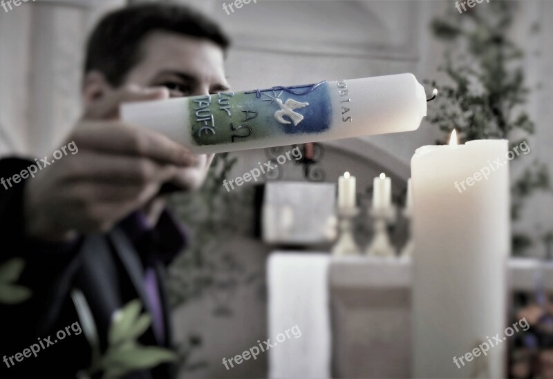 Baptism Christening Candle Flame Religion