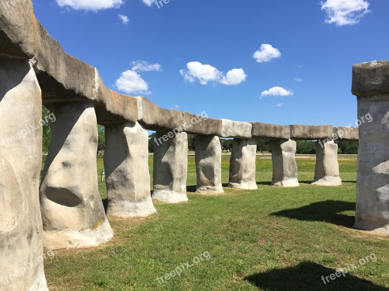 Stone Structure Blue Sky Stonehenge Replica Texas Free Photos