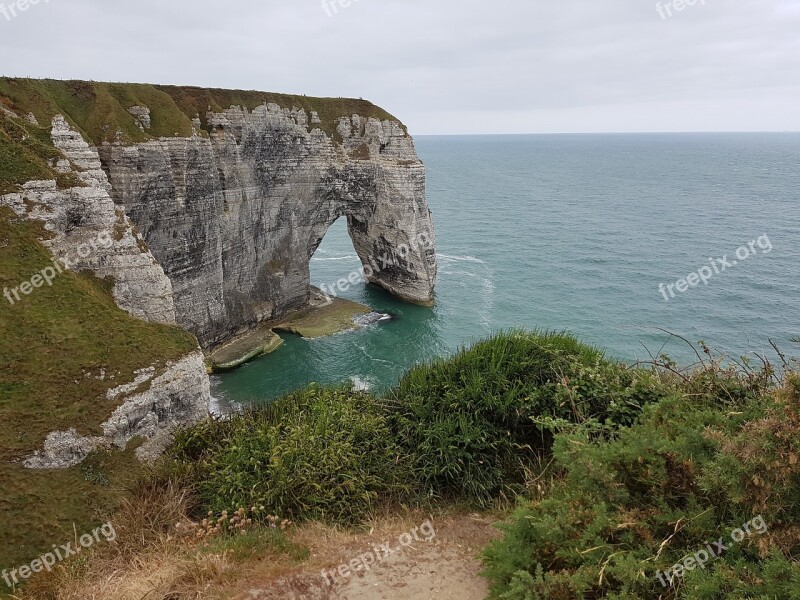 Cliff Sea View Felsentor Etretat Normandy