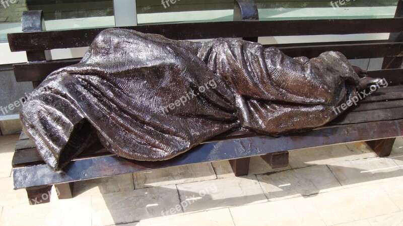 Homeless Statue City Streets Free Photos