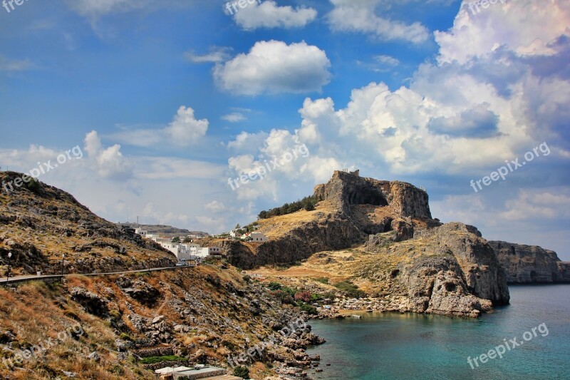 Greece Lindos Rhodes Rock Castle